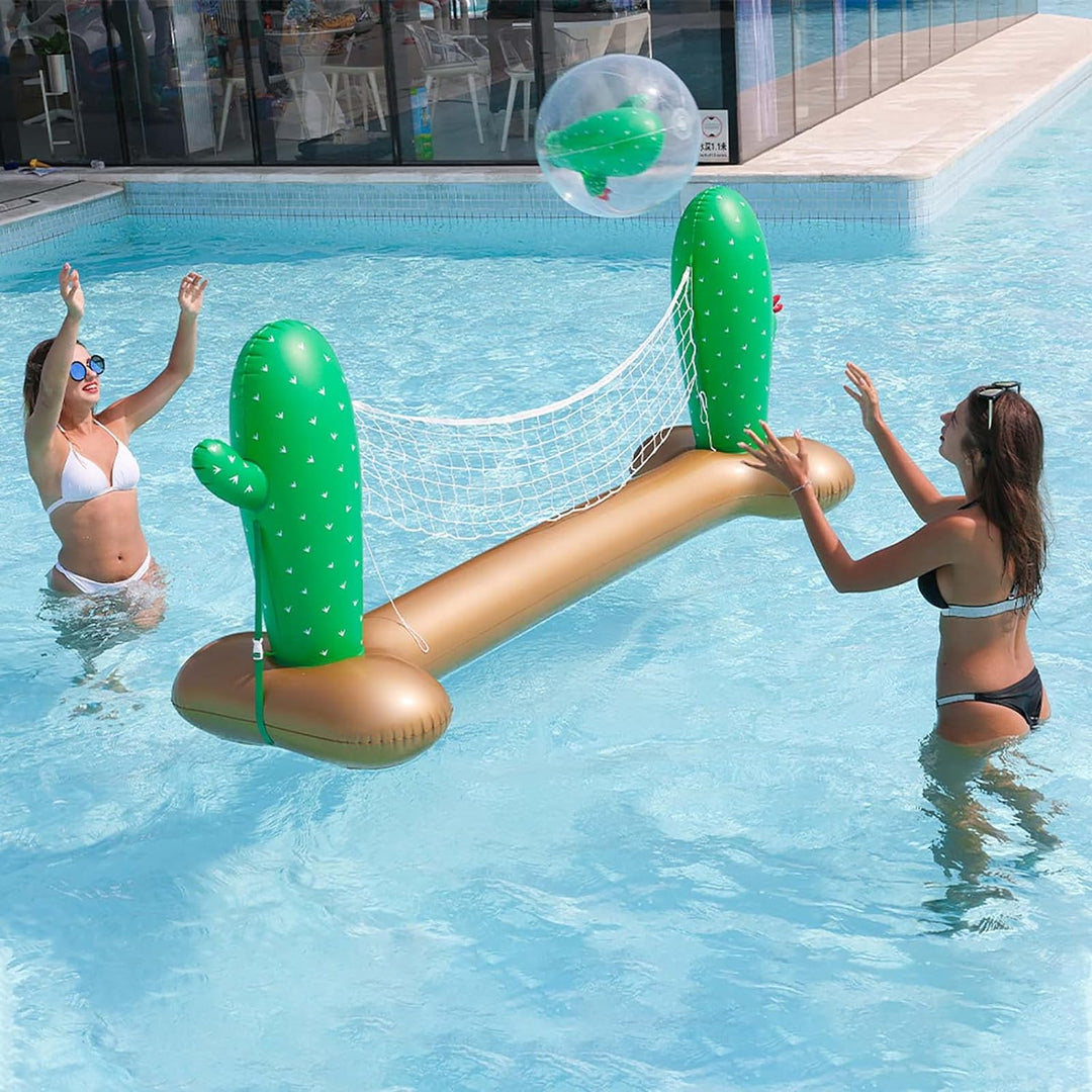 TALGIC Cactus Shaped Inflatable Pool Volleyball Tropical Hawaiian Style Floating without Ball