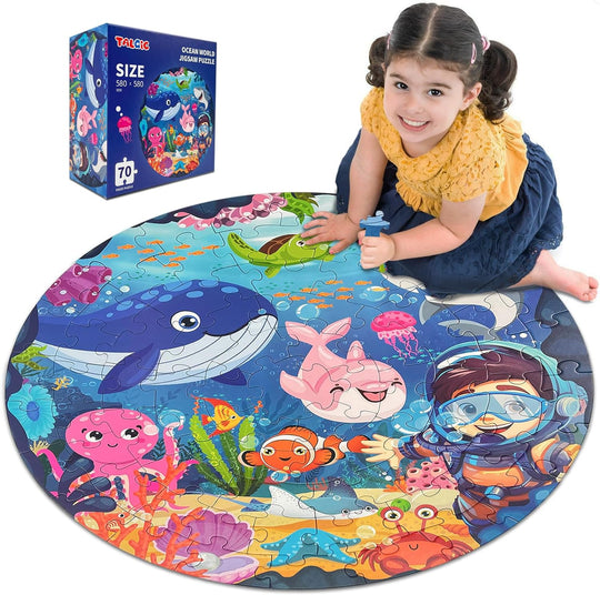 TALGIC 70 Piece Round Ocean Puzzles for Kids Ages 3-6