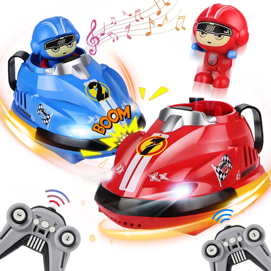 TALGIC Remote Control Bumper Cars for Kids, 2 Pack RC Car Toys Switchable Speeds with Music & Lights