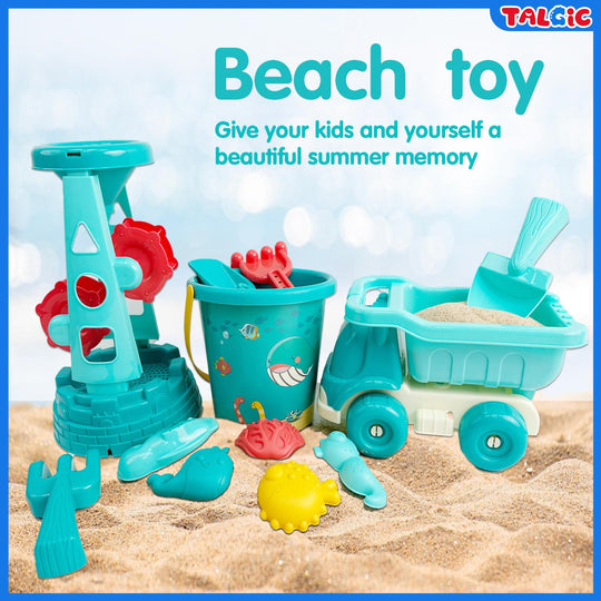 TALGIC Beach Toys, Outdoor Play 12 Piece Sand Toys Set Kids Sand Box