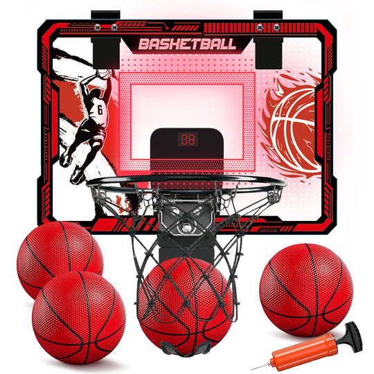 TALGIC Basketball Hoop Indoor, Over The Door Basketball Hoops with LED Lighting