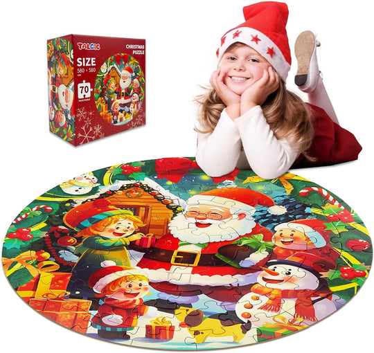 TALGIC 70 Piece Christmas Puzzle with Santa Claus & Snowman