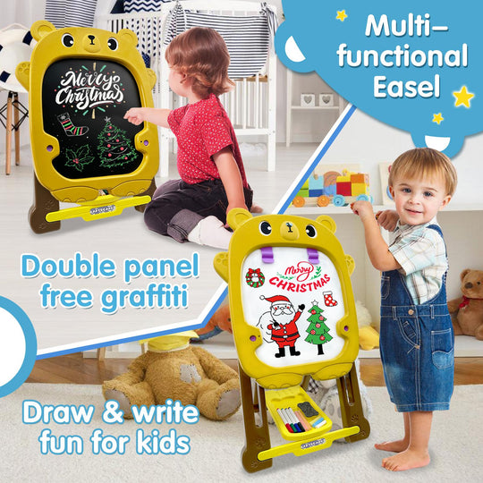 TALGIC Easel Board for Kids with Chalk Board and Dry Erase Easel