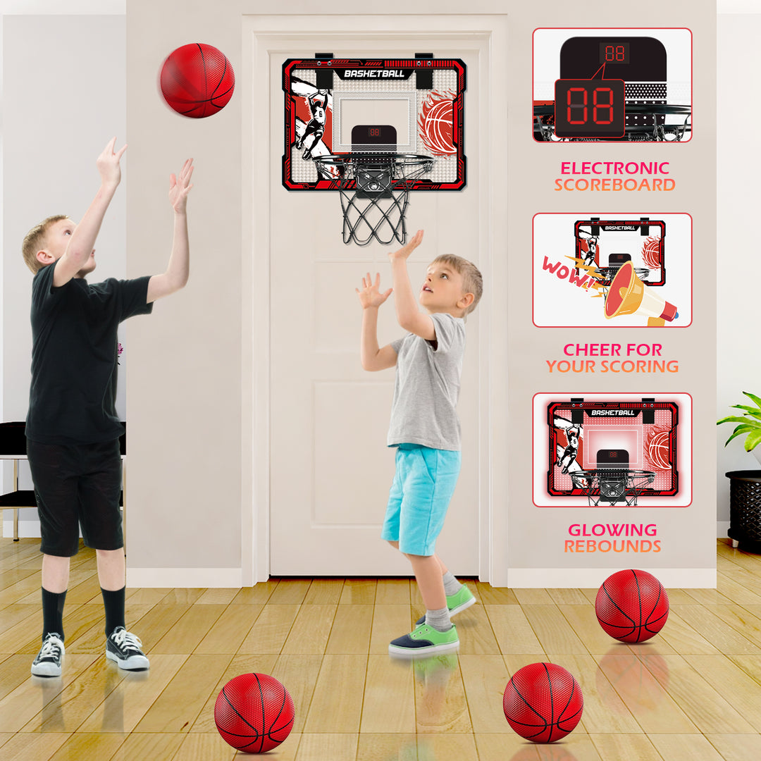 TALGIC Basketball Hoop Indoor, Over The Door Basketball Hoops with LED Lighting