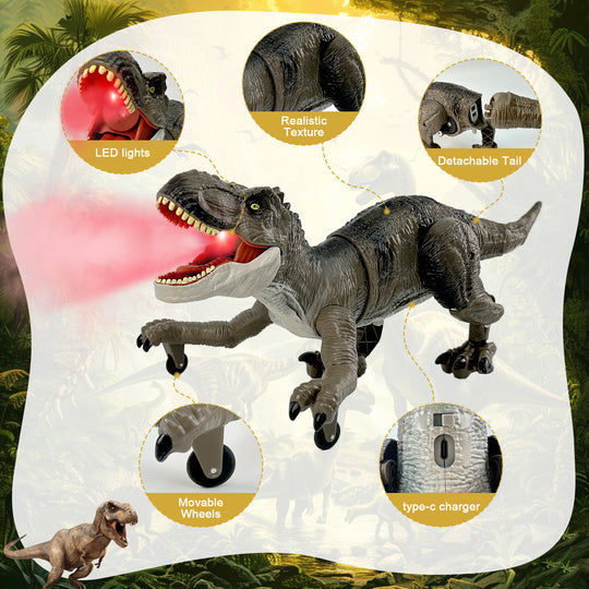 TALGIC Remote Control Dinosaur Animal Toy, Dinosaur with Realistic Legs & Spray Stream