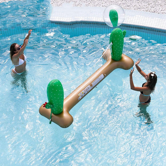 TALGIC Cactus Shaped Inflatable Pool Volleyball Tropical Hawaiian Style Floating without Ball