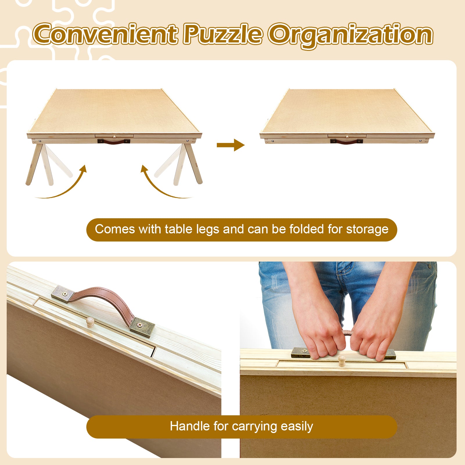 TALGIC Puzzle Table with 6 Drawers and Legs, 1500 Pieces Folding
