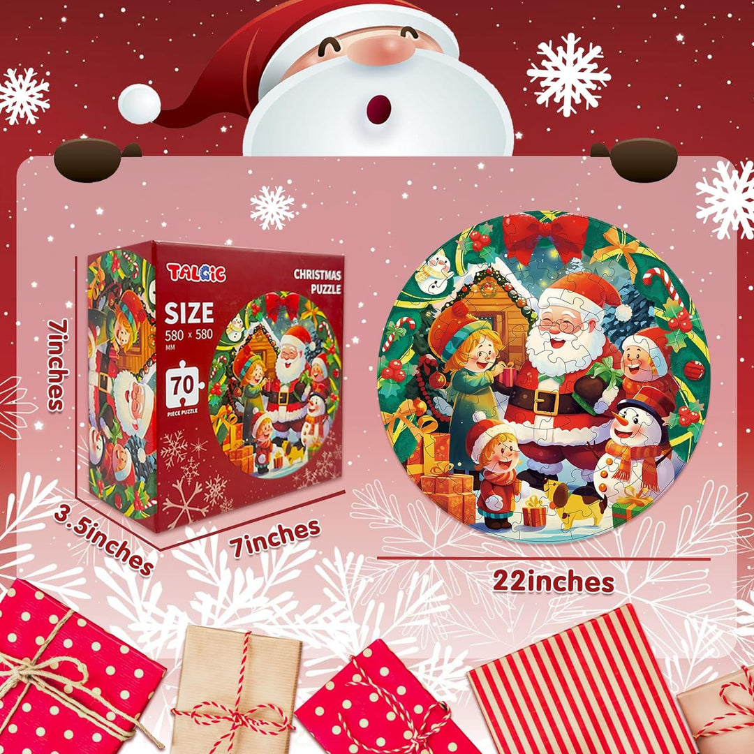 TALGIC 70 Piece Christmas Puzzle with Santa Claus & Snowman