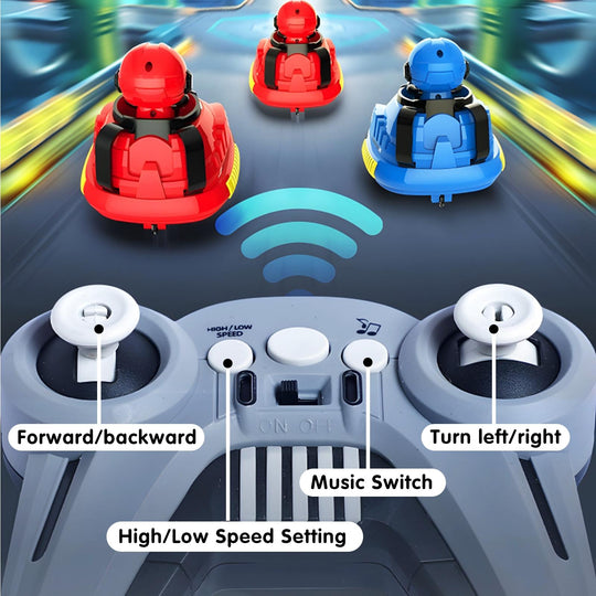 TALGIC Remote Control Bumper Cars for Kids, 2 Pack RC Car Toys Switchable Speeds with Music & Lights