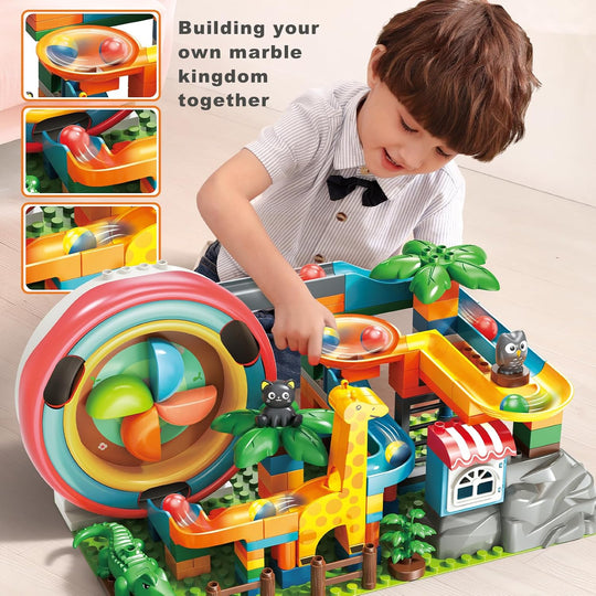 TALGIC Electric Marble Run Building Blocks for Ages 4-8, Marble Track Puzzle for Kids