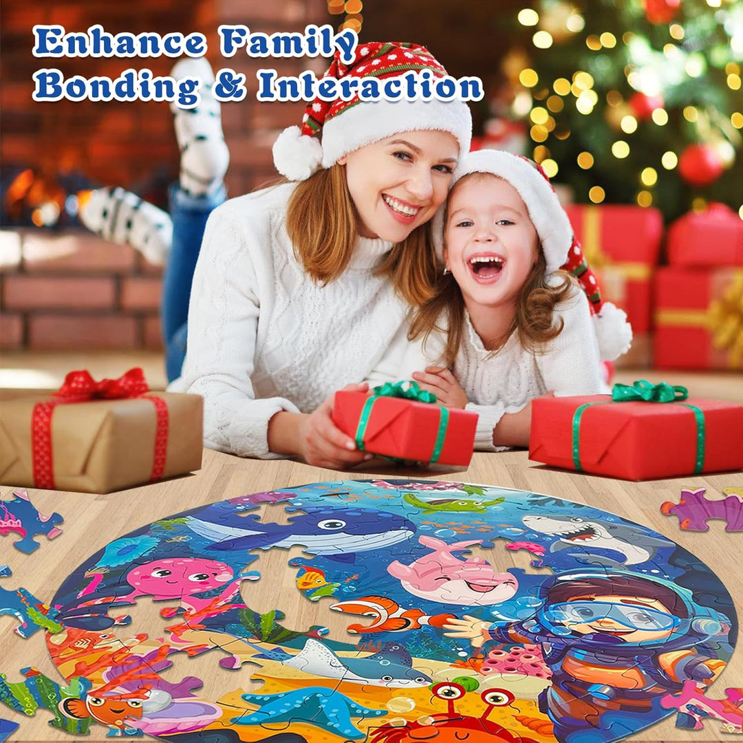 TALGIC 70 Piece Round Ocean Puzzles for Kids Ages 3-6