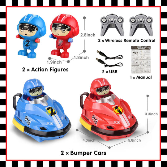 TALGIC Remote Control Bumper Cars for Kids, 2 Pack RC Car Toys Switchable Speeds with Music & Lights