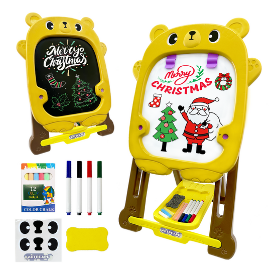 TALGIC Easel Board for Kids with Chalk Board and Dry Erase Easel